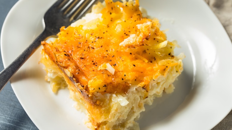 Slice of hash brown casserole