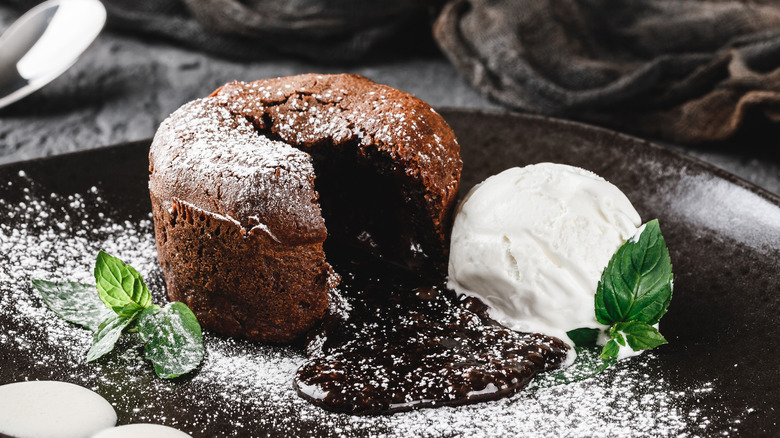 Lava cake and ice cream