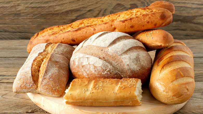 Types of bread on board