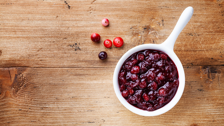 Cranberry sauce in pan