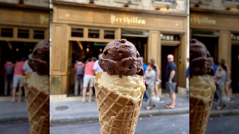 Ice cream cone outside Berthillon