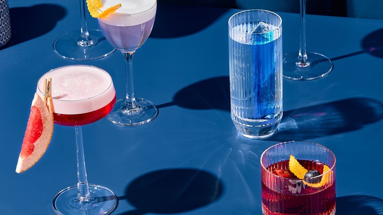 A variety of cocktail glasses