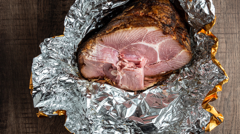 spiral ham in aluminum foil