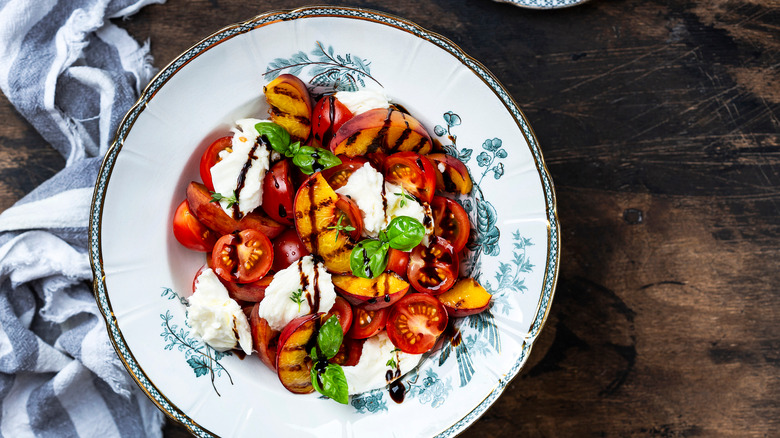 tomato peach caprese salad