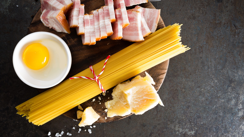 Ingredients for carbonara pasta