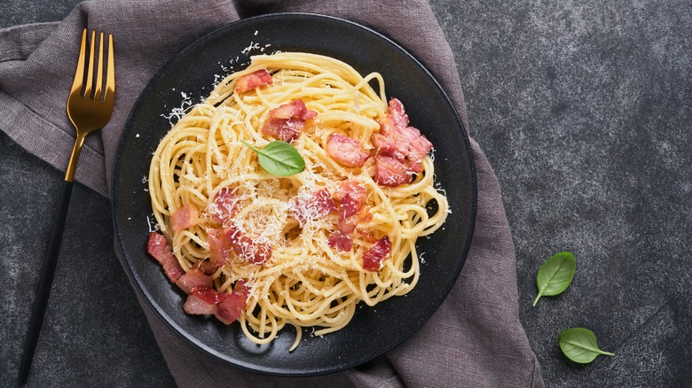 Carbonara pasta with pancetta