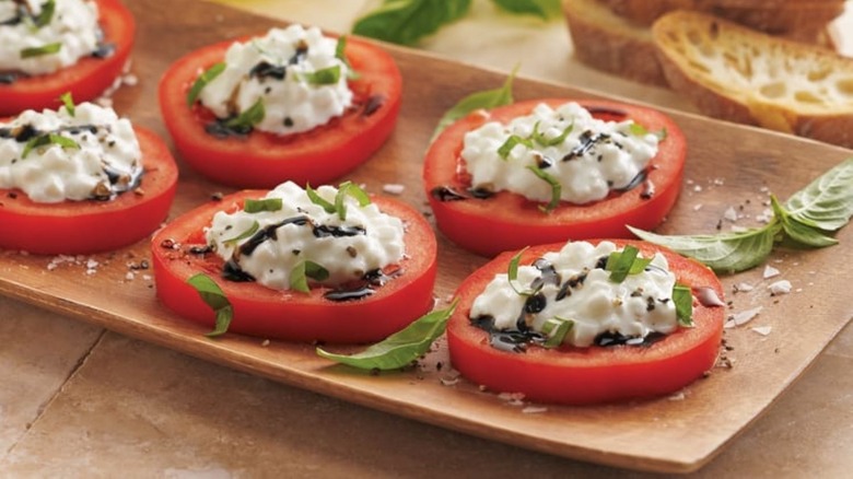 Daisy brand cottage cheese on tomato Caprese Salad