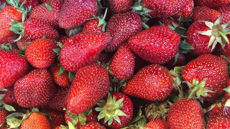 Strawberries bunched together