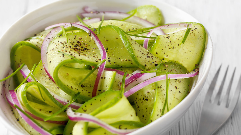 Cucumber salad with red onion