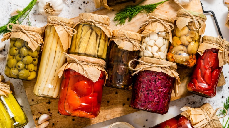 jars of pickled vegetables