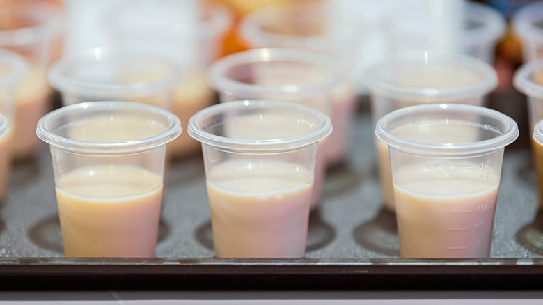 A tray of free drink samples 