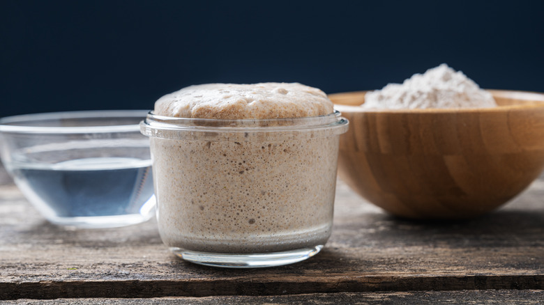 Water, flour, and sourdough 