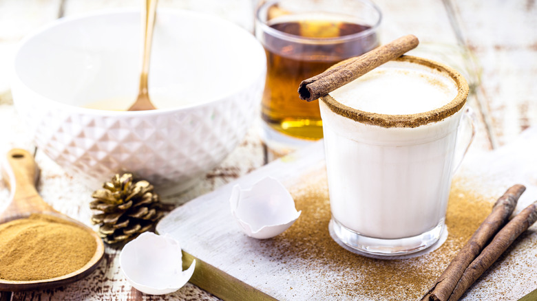 eggnog in cocktail glass