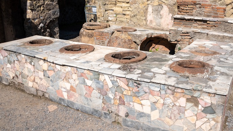 Kitchen in an ancient Roman restaurant