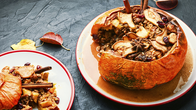 pumpkin stuffed with dried fruits