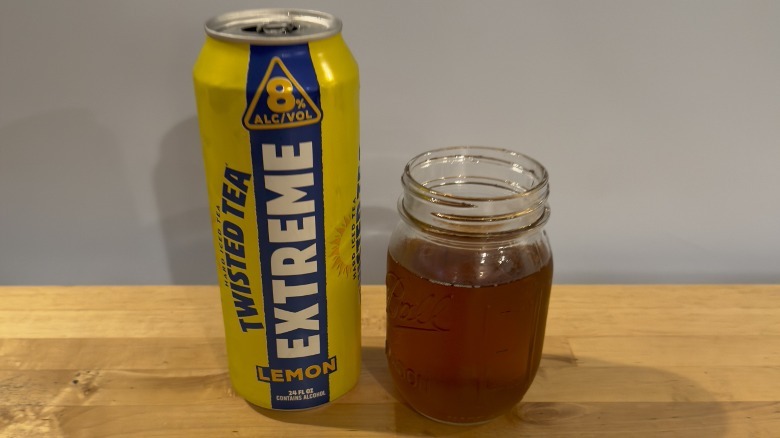 Twisted Tea Extreme Lemon in can and jar