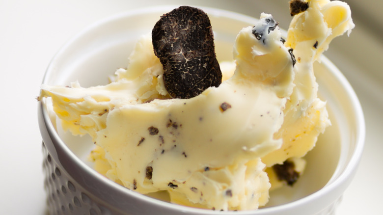 Butter with chunks of truffle