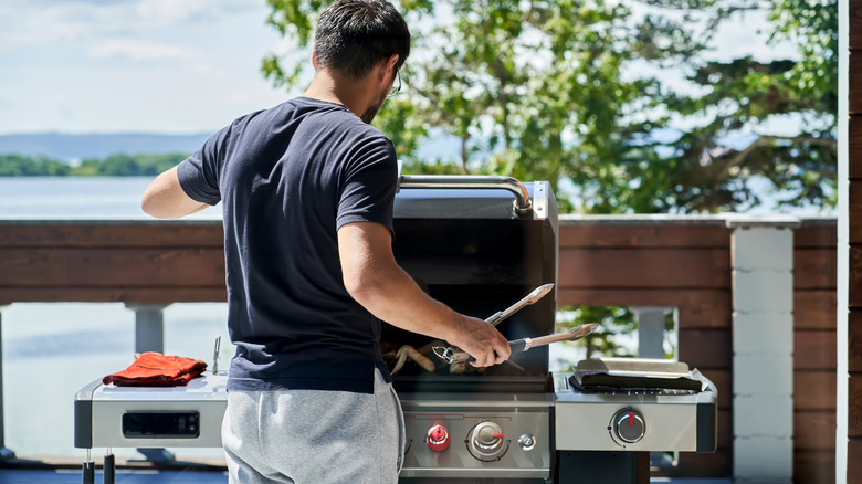 cooking on a gas grill