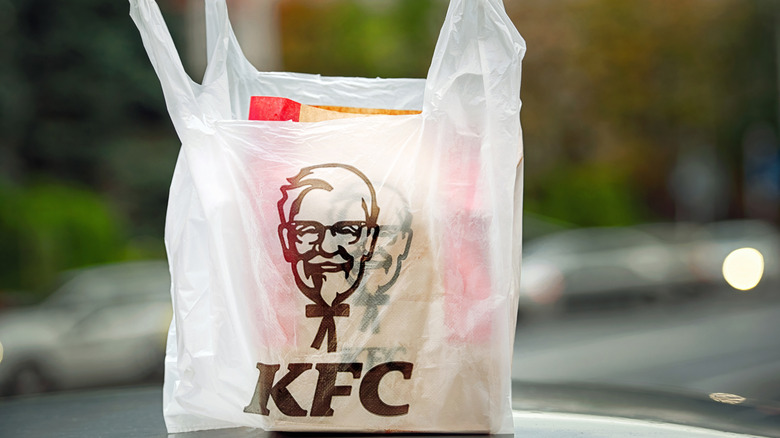 kfc takeout bag on car