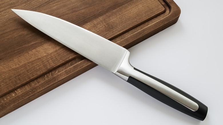 Chef's knife on cutting board