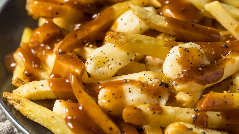 Close-up of poutine