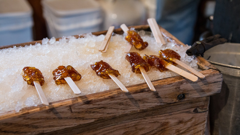 Maple taffy on snow