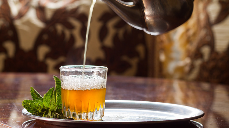 Glass of Moroccan mint tea