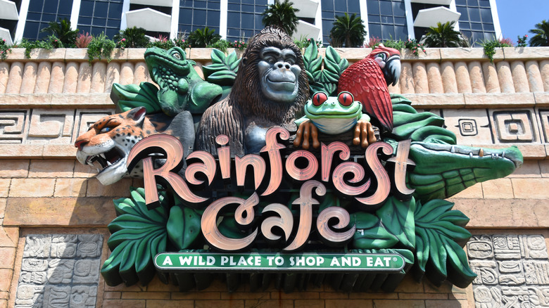 The Rainforest Café exterior sign