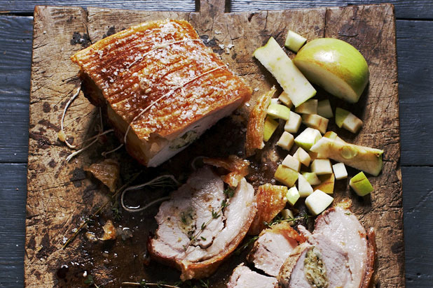 2. Traditional Roast Pork with Crackling and Applesauce