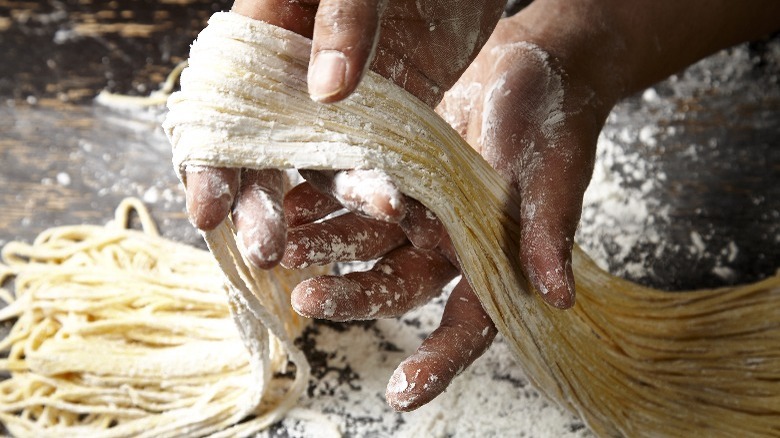 Making noodles by hand