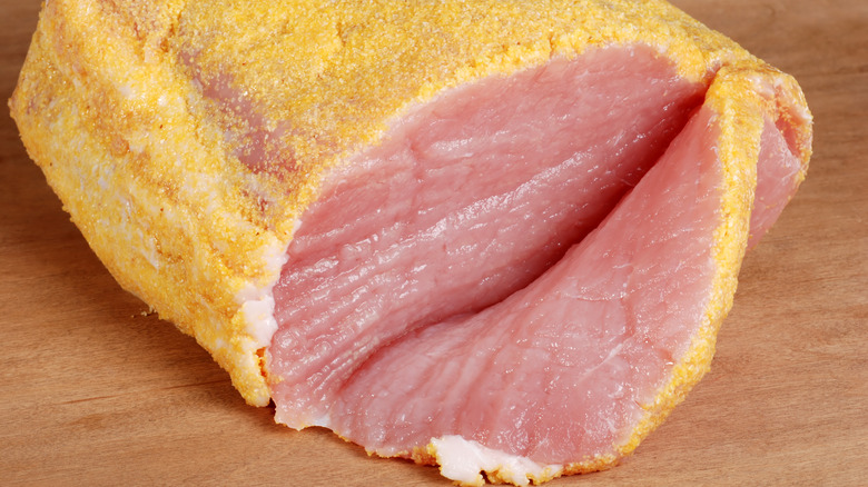 Canadian peameal bacon sliced