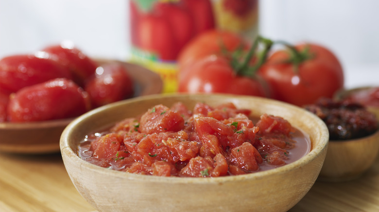 bowl of canned diced tomatoes