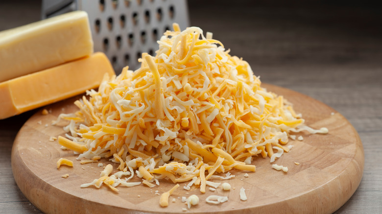 A pile of shredded cheese