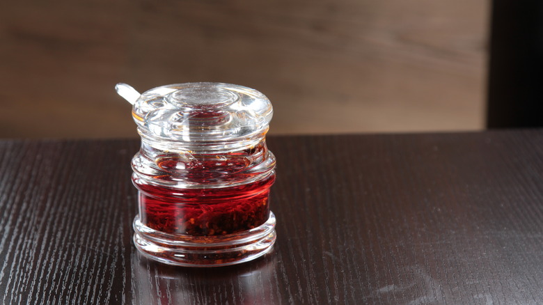 Pepper oil in jar