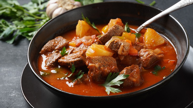 Beef and potato stew with seasoning