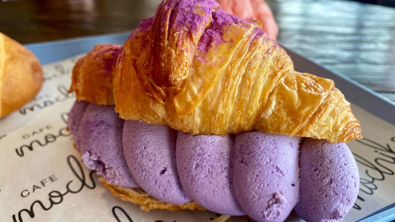 Croissant with purple filling at Cafe Mochiko