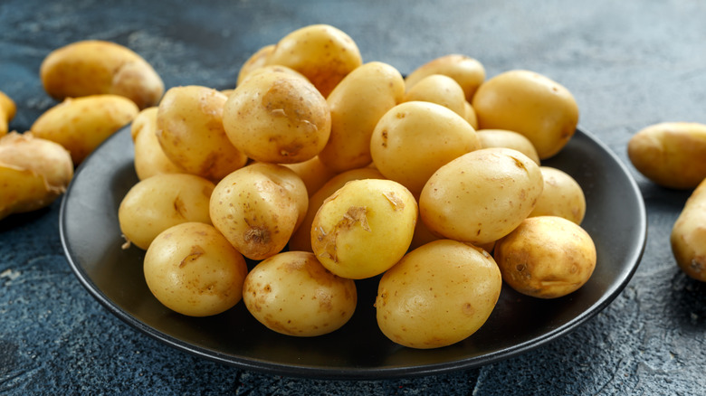 Petite potatoes on plate