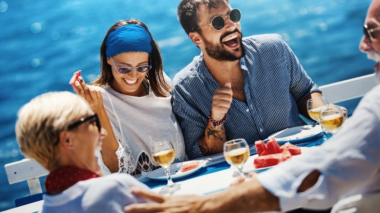 People having fun on cruise ship