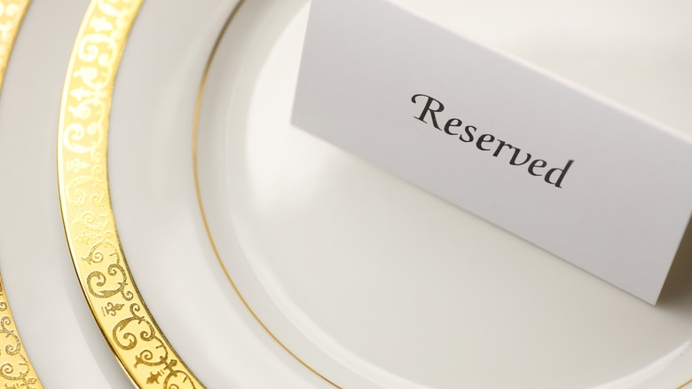 Reserved card on plate