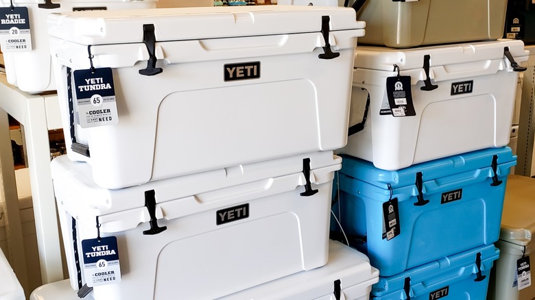 yeti coolers stacked