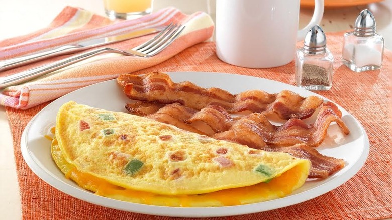 omelet and eggs on plate 