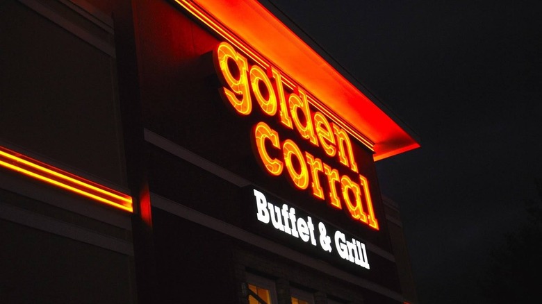 Golden Corral sign at night 