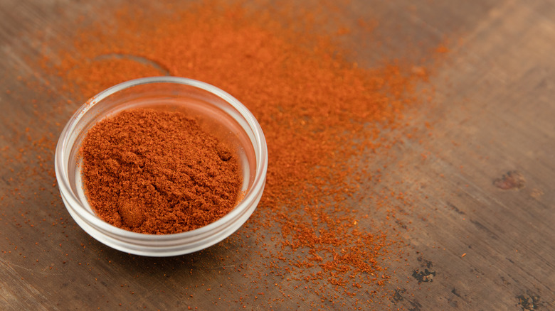 Powdered cayenne pepper in bowl