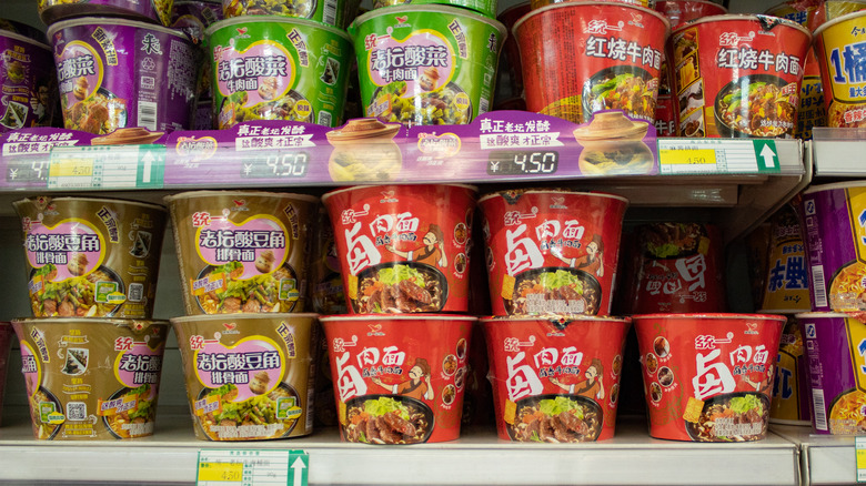 Flavors of instant ramen in Bejing supermarket