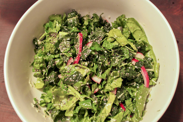 Recipe: Raw Kale and Spinach Salad