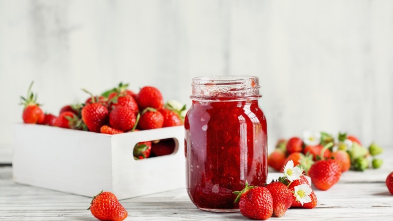 canned strawberries and fresh strawberries