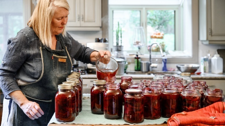 woman canning at home