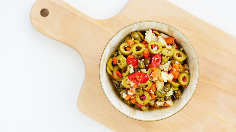 bowl of olive salad for muffuletta