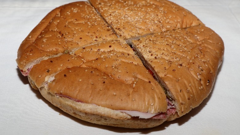 muffuletta sandwich from above