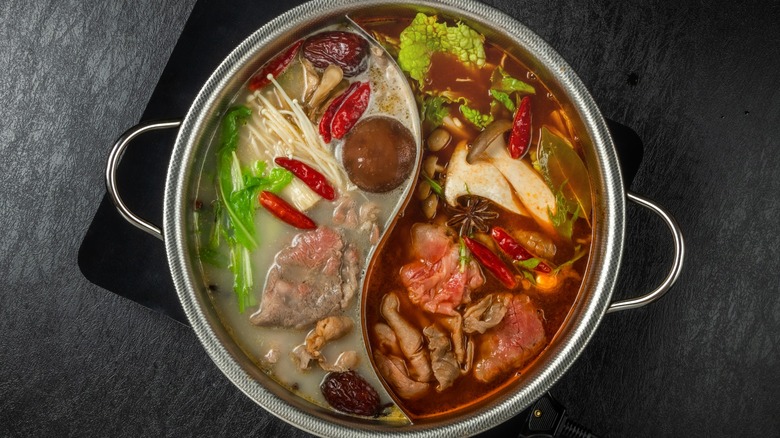 Chinese hotpot broth on counter